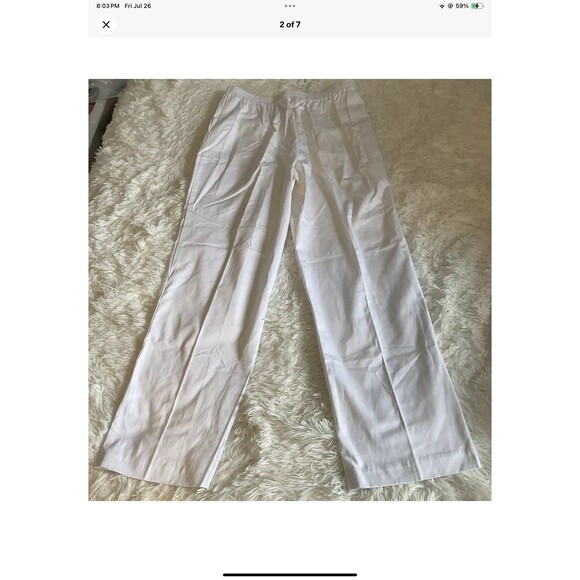 Alfred Dunner Women White Classic Straight Pull On Elastic Waist Pants Sz 8 NEW - Picture 2 of 7